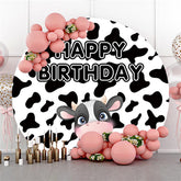 Schwarz Und Weiß Kuh Thema Glücklich Geburtstag Runden Hintergrund
